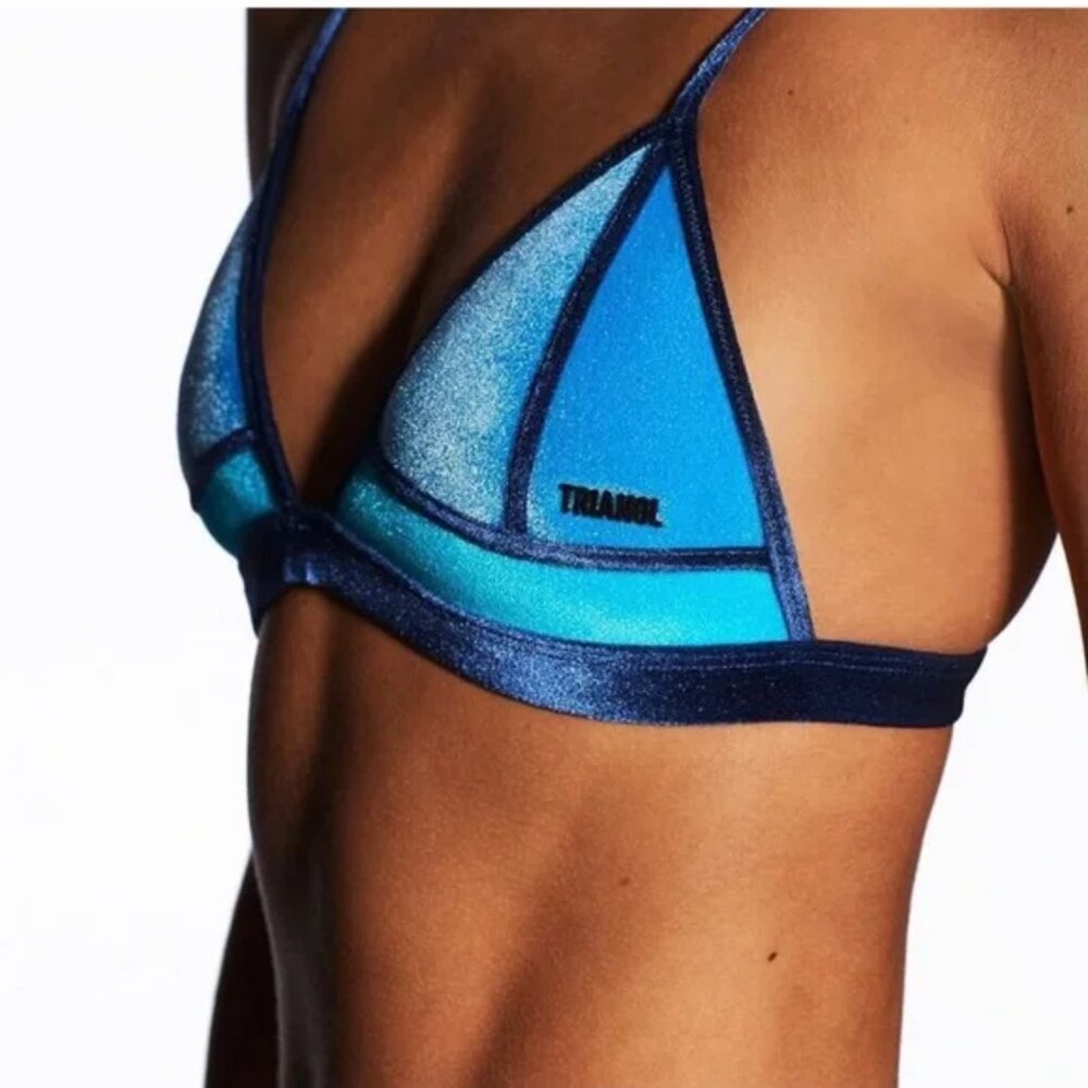 Triangl Two-Piece Velvet Neoprene Bikini Set Tootsie-Blue Moon Size XXS - Picture 4 of 12